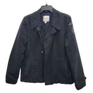 Amisu Women's Black Goth Skull Peace Gemstone‎ Quilted Lined Coat EU Size 42